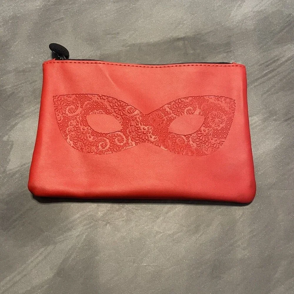 Red Floral Glasses Mask Makeup Bag Pencil Pouch Travel Bag